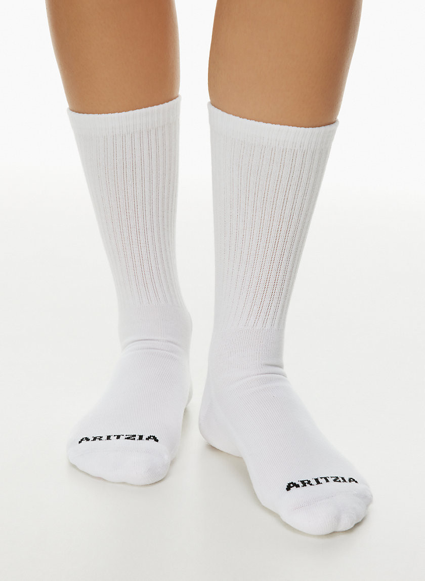 Aritzia Best-Ever Crew Socks 3-Pack in White/Black | XS/Small | Cotton/Nylon/Polyester | Aritzia