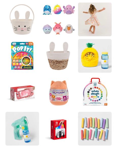 Lots of cute ideas for filling your kids Easter baskets! Mini Squishmallows, bubble machine, pop it’s, Nintendo switch lite, chalk. 

#LTKfamily #LTKkids #LTKSeasonal