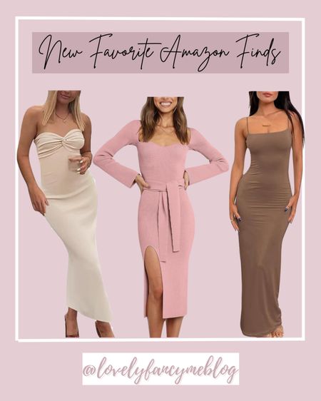 New Amazon fashion finds: fall sweater dresses. So gorgeous and these are the perfect fall dresses for date night, dinner night, night out on the town, winter vacation, and more. Xoxo, Lauren 

#dresses #sweater #sweetheart #bodycon skims dupe, skims lookalike, sweater dress, pink, barbiecore, pink dress, cream sweater, neutral outfit, brown dress, bodycon dress #LTKworkwear 

#LTKunder50 #LTKparties #LTKunder100