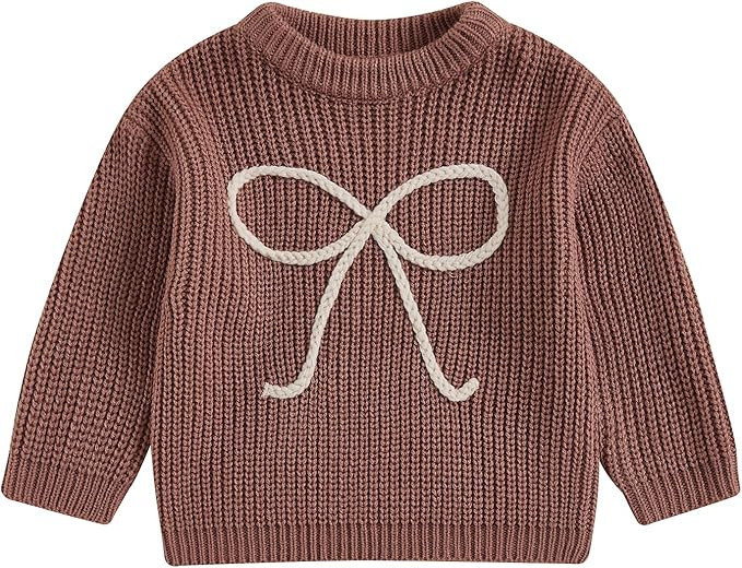 Toddler Baby Girl Chunky Sweater Cherry Embroidery Knit Sweater Pullover Crewneck Shirt Valentine... | Amazon (US)
