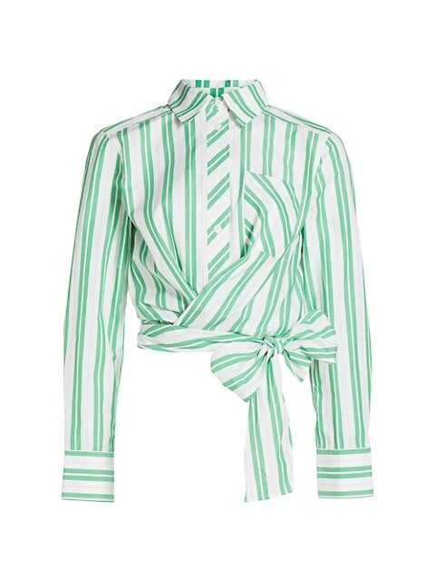 Striped Wrap Crop Shirt | Saks Fifth Avenue