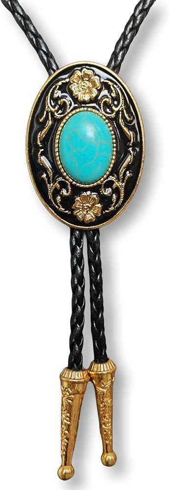 Turquoise Agate Granite BOLO Tie for Men Women Leather Wedding Necklace Western Cowboy Necktie | Amazon (US)