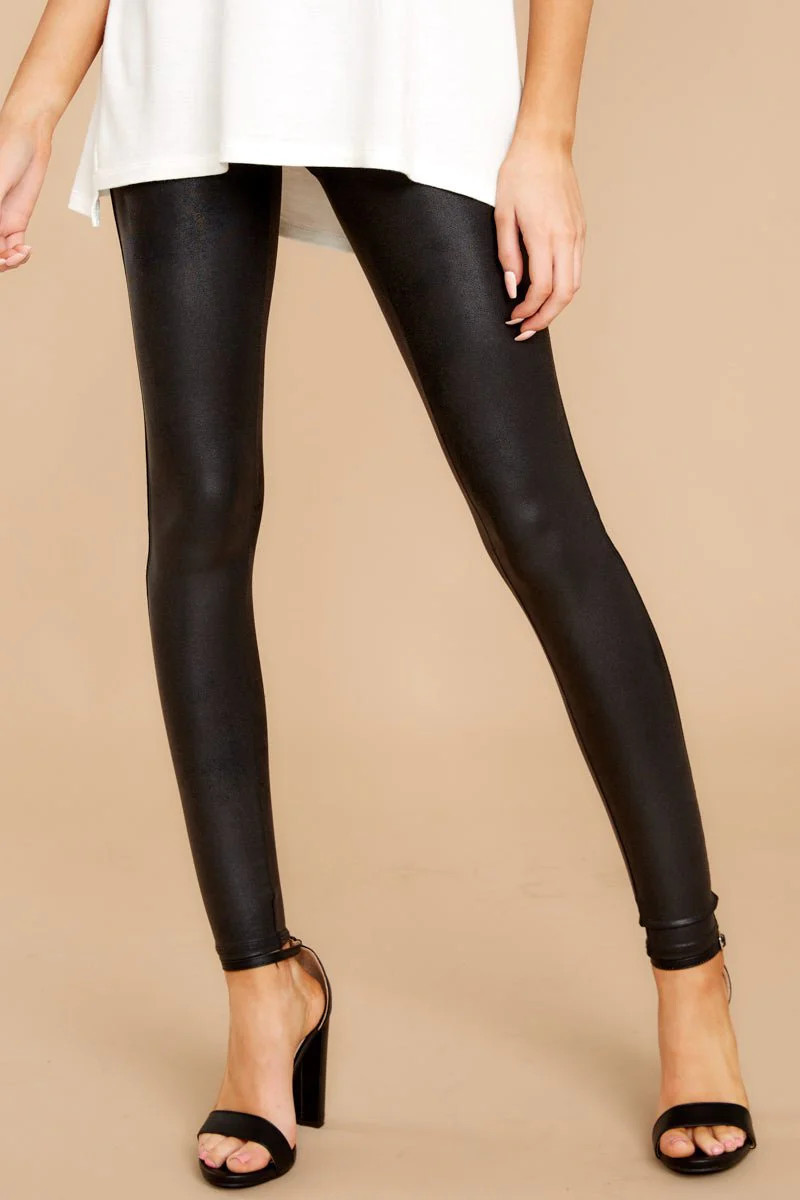 Black Faux Leather Leggings | Red Dress 