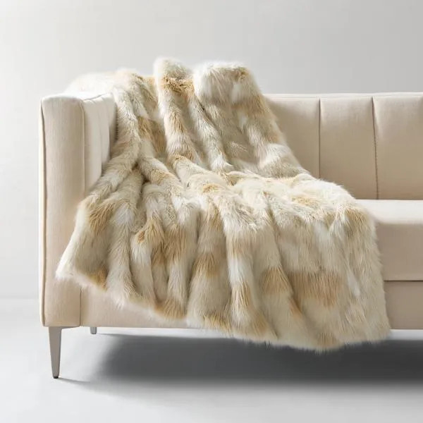 Edurn Spotted Throw | Tan Cream | Throws | Z Gallerie | 50" x 60" | 100% Acrylic and 100% polyester velvet | Z Gallerie