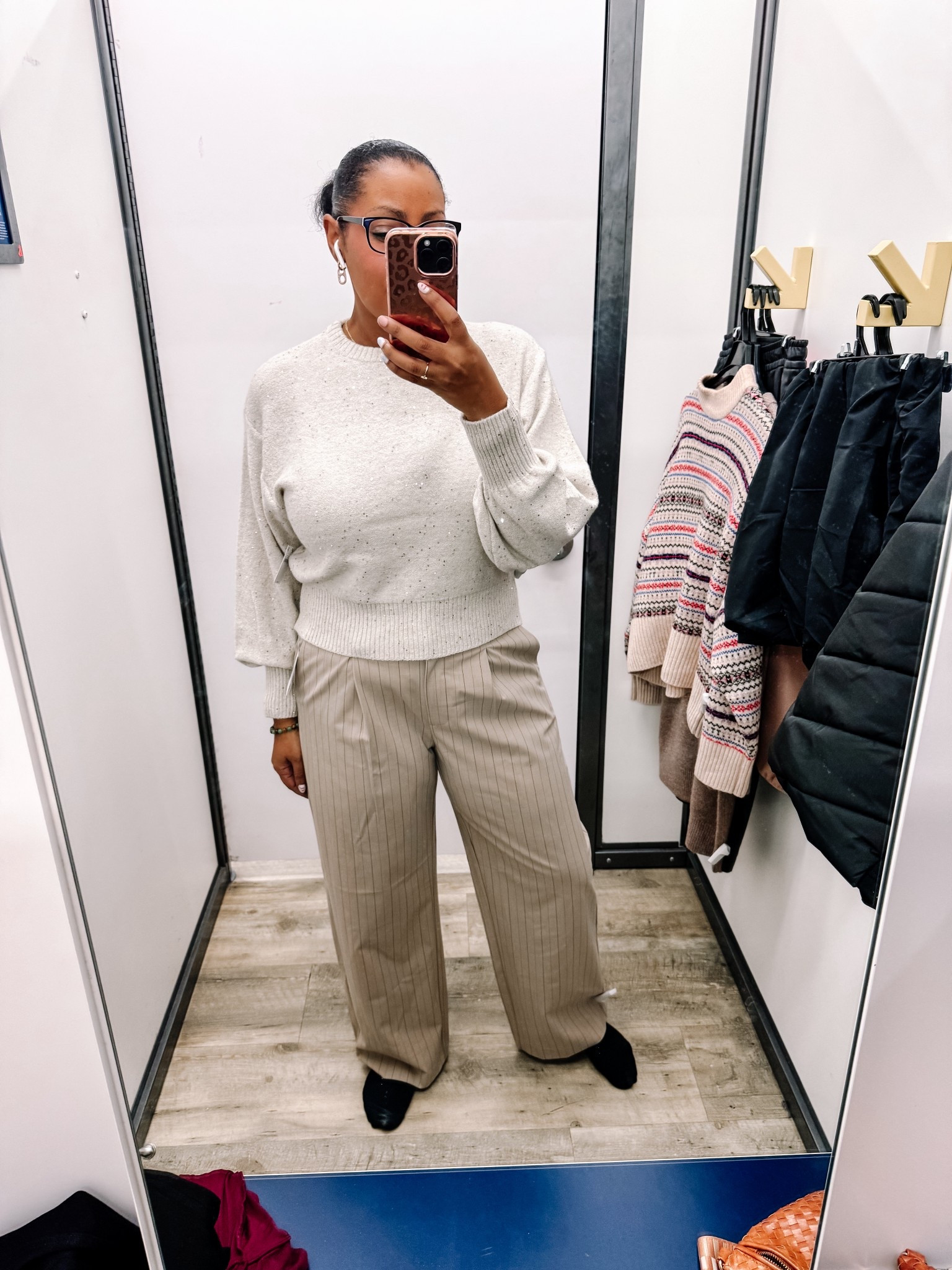 Holiday workwear love this sparkly sweater it’s soft and comes in other colors so perfect to add a little sparkle. The trouser pants fit me but aren’t for me

#ltkworkwear #ltkover40 #ltkcyberweek #ltkseasonal 

#LTKootd #LTKHoliday #LTKMidsize