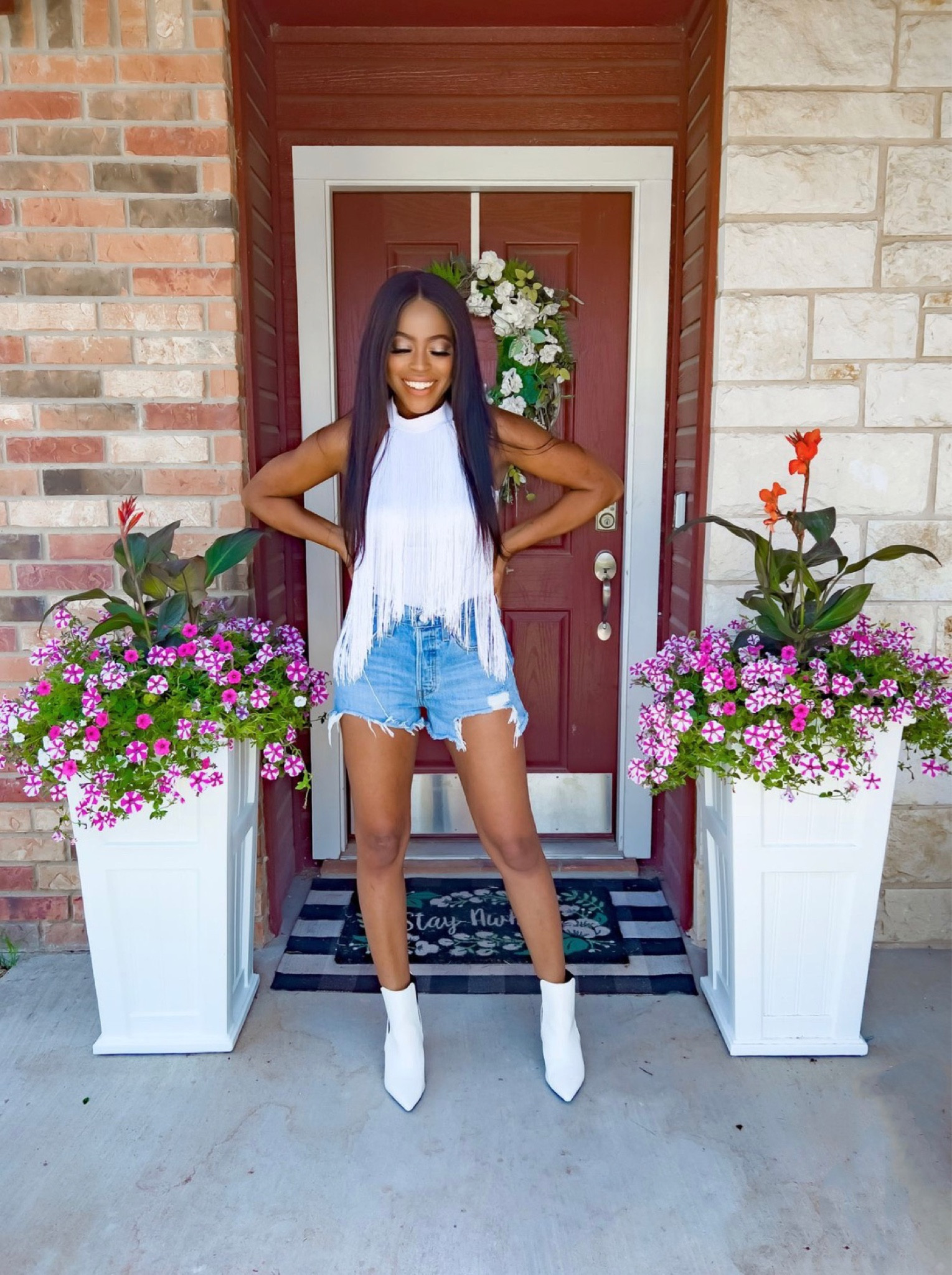 The perfect concert outfit! Fringe bodysuit: Wearing a small, has a snap bottom closure & fits true to size. •Shorts: Wearing a size 25 that fits true to size. 

#LTKFind #LTKstyletip #LTKSeasonal