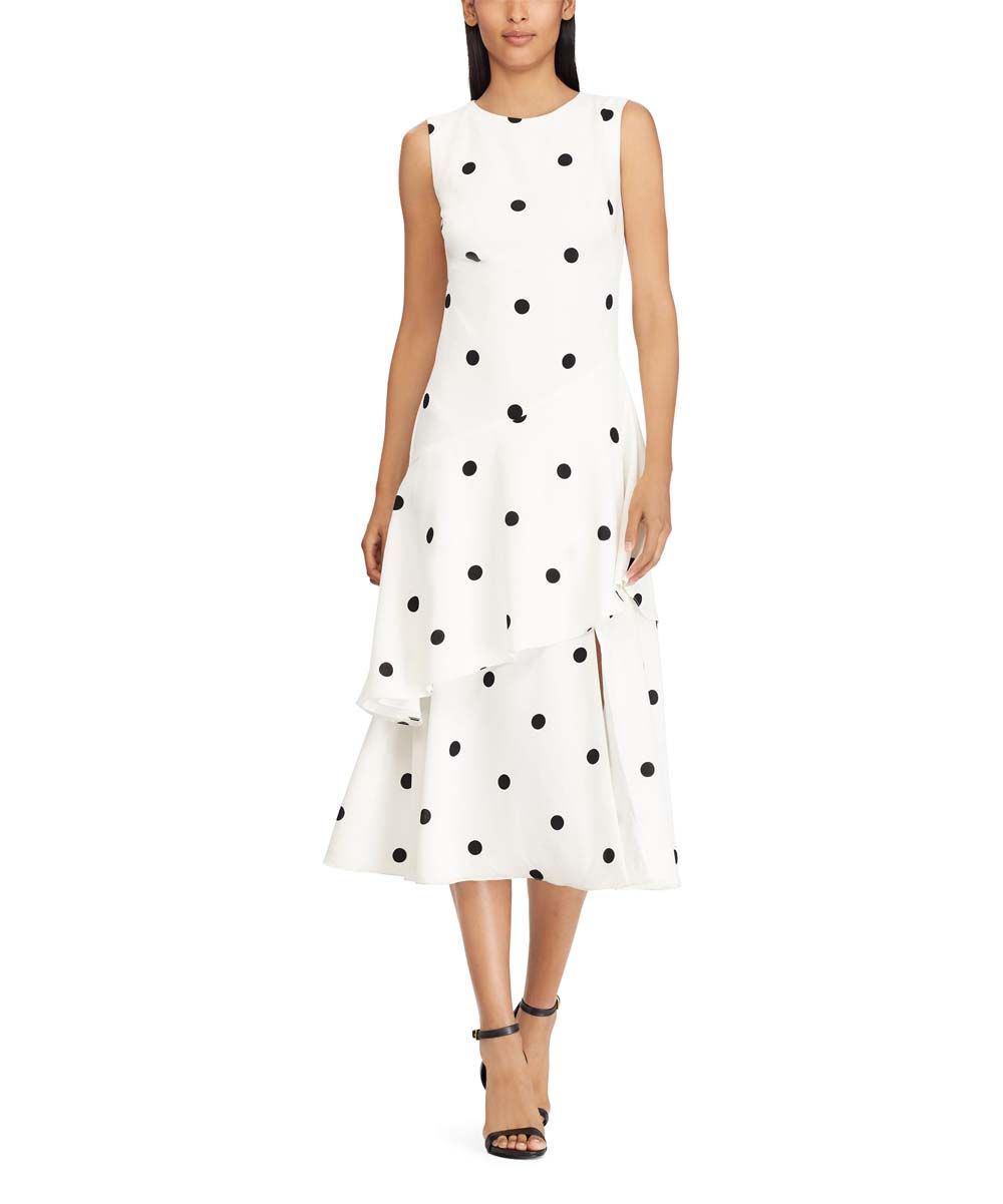 Lauren Ralph Lauren Women's Casual Dresses - Cream & Black Polka Dot Crepe Maxi Dress - Women | Zulily