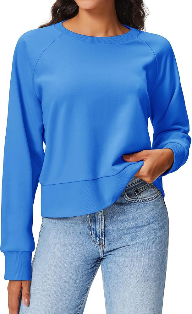 Stelle Cropped Sweatshirts for Women Cotton Raglan Sleeve Crop Tops Crewneck Pullover Sweat Shirt... | Amazon (US)