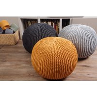 Mustard Pouf Stuffed, Ottoman Round Pouf, Chunky Crochet Floor Pillow, Footstool, Nursery Scandinavian Round Crochet | Etsy (US)