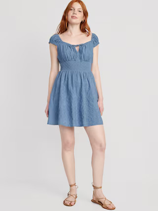 Waist-Defined Smocked Mini Dress for Women | Old Navy (US)