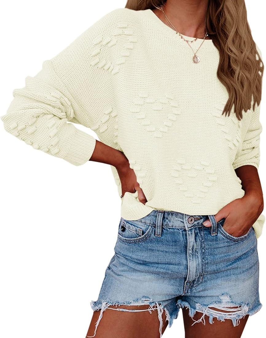 Tutorutor Womens Cute Heart Love Print Valentine Sweater Tops Oversized Crew Neck Dot Ball Loose ... | Amazon (US)