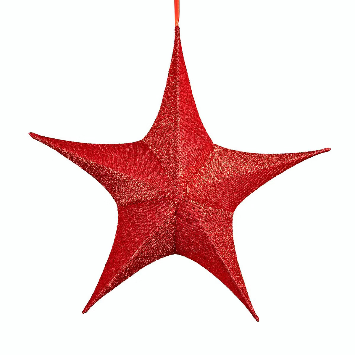 Novelty Lights Hanging Ornament, 60" Fold\u2011Flat Red Glitter Mesh 3D Folding Star, Lightweight... | Target