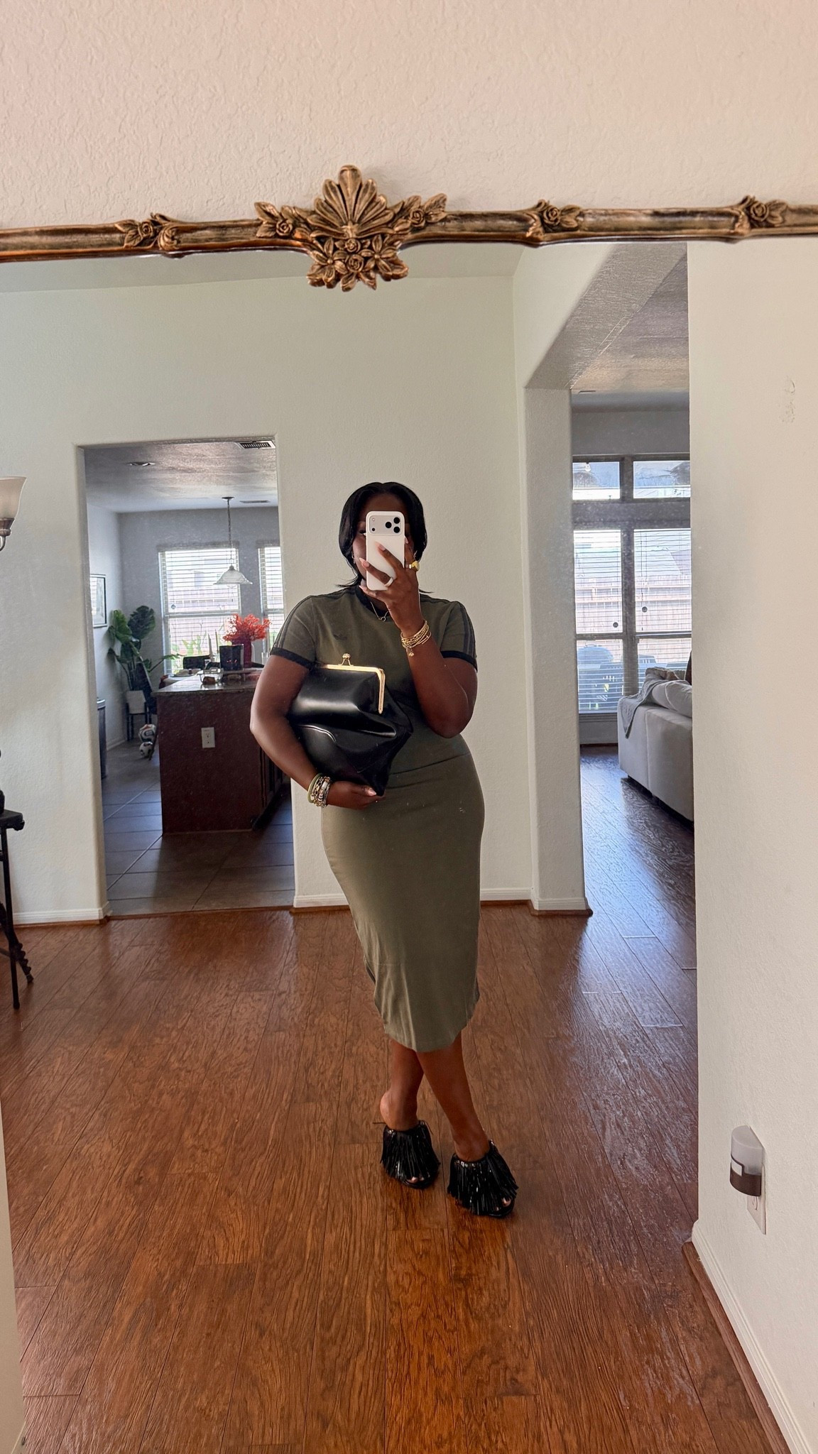 Paired a dressy shoe (from AKIRA) with this casual adidas dress and boom! Wearing a L in this dress, but grab a M if you want it to more fitted.