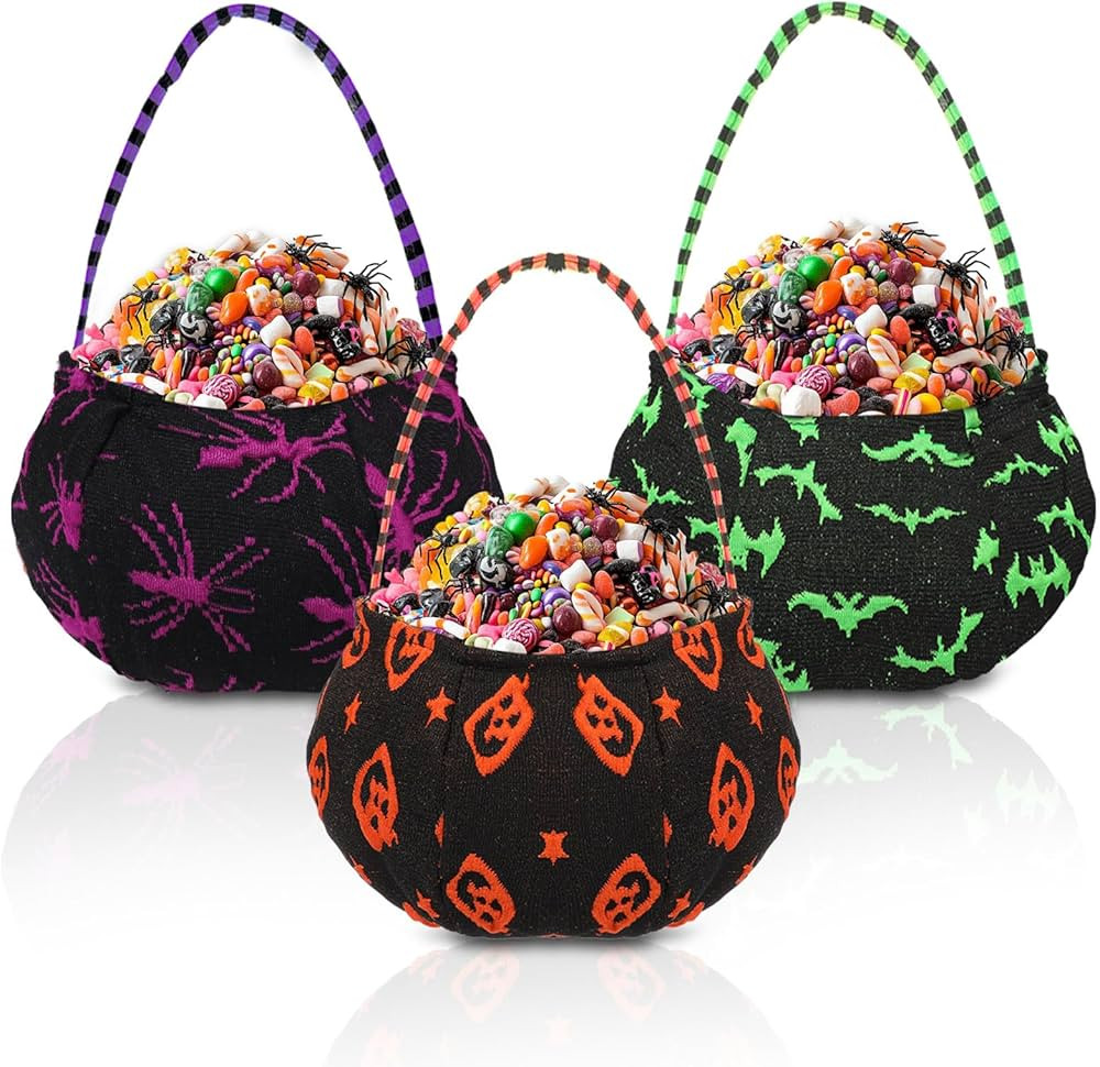 Glavatrix 3 Pieces Halloween Trick or Treat Bags Small Halloween Candy Handbags Pumpkin Spider Ba... | Amazon (US)