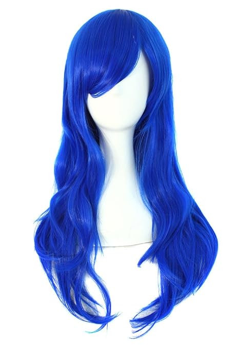MapofBeauty 28" 70cm Long Curly Hair Ends Costume Cosplay Wig (Navy Blue) | Amazon (US)