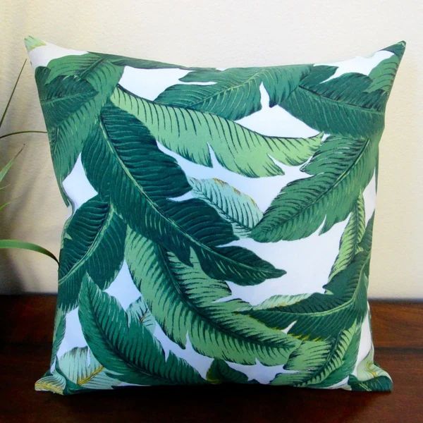 Artisan Pillows 18-inch Indoor/Outdoor Island Hopping Emerald Tropical Palm Leaf Pillow Cover (Set o | Bed Bath & Beyond