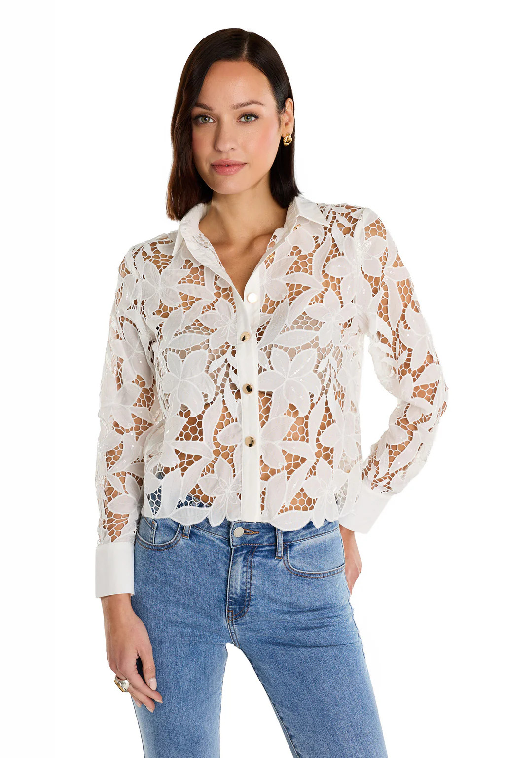 Mina Lace Blouse - White | The Noli Shop