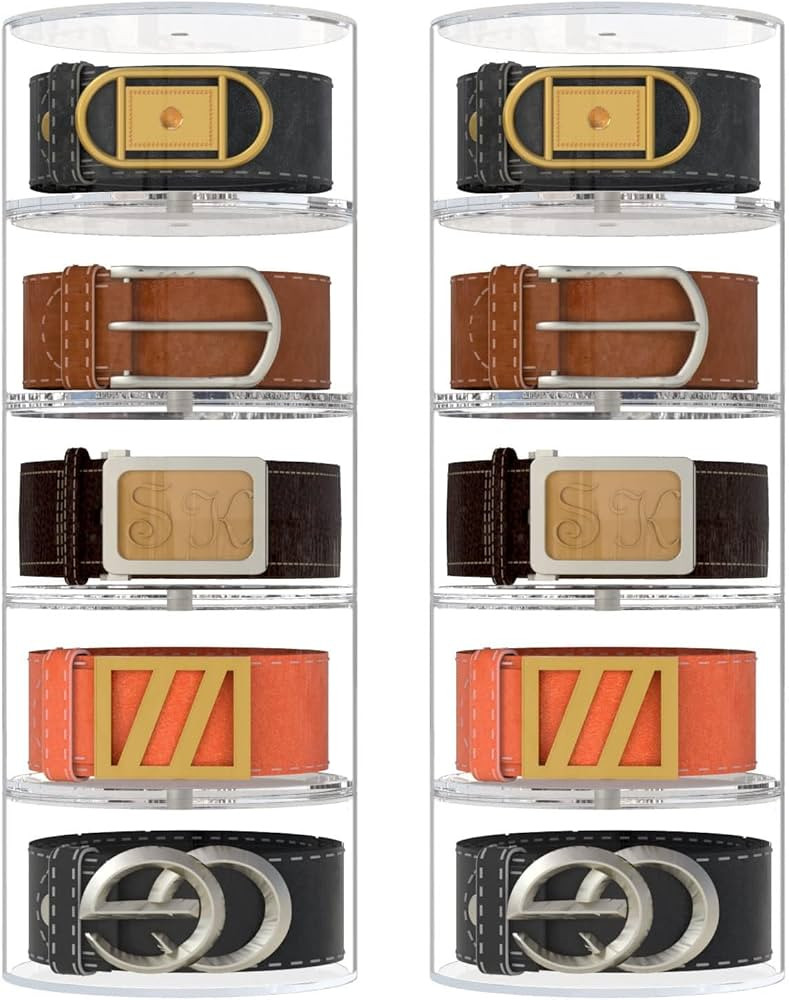 NIUBEE Belt Organizer, Acrylic 10 Layers Belt Case Storage Holder and Display for Accessories lik... | Amazon (US)