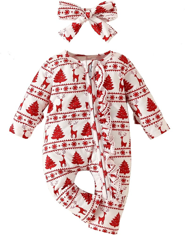 FOCUSNORM Toddler Christmas Baby Boy Girl Outfits Infant Fall Winter Clothes Cute Christmas Tree Jum | Amazon (US)