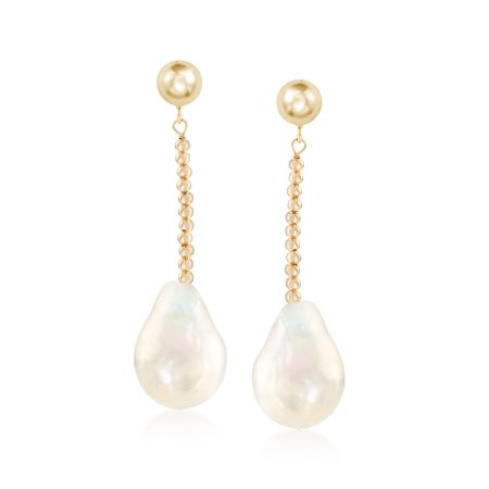 Ross-Simons Cultured Pearl Drop Earrings in 14kt Yellow Gold | Walmart (US)