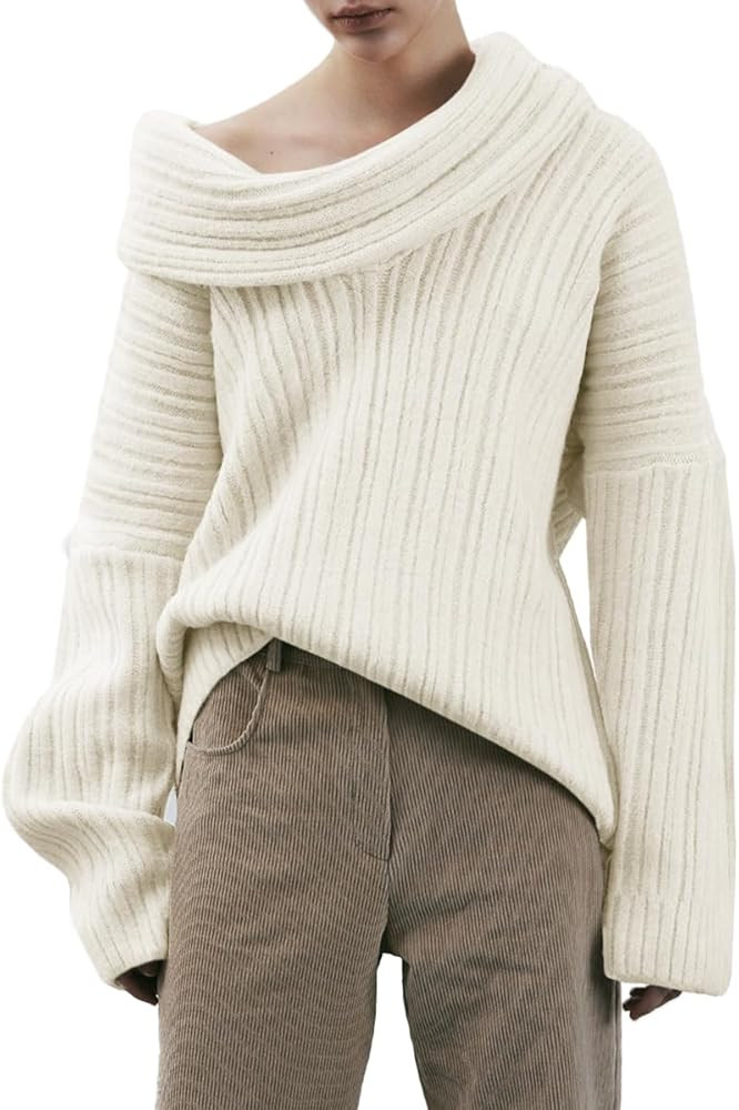 UNCLECAT Women's Off The Shoulder Sweater 2024 Trendy Oversized Fall Sweaters Boat Neck Knit Tops | Amazon (US)