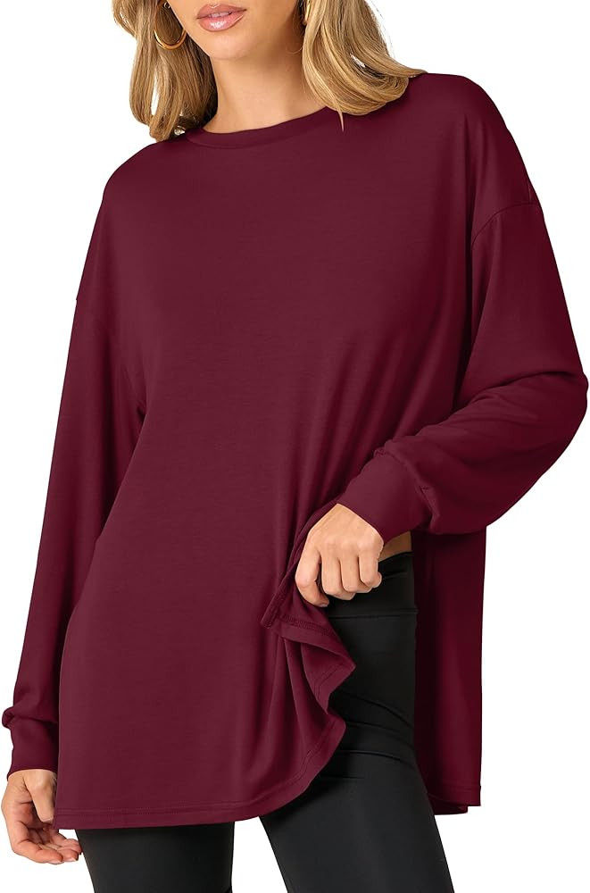 ANRABESS Women's Oversized Long Sleeve shirts Fall Workout Tunic Tops Athletic Gym Tshirts Soft B... | Amazon (US)