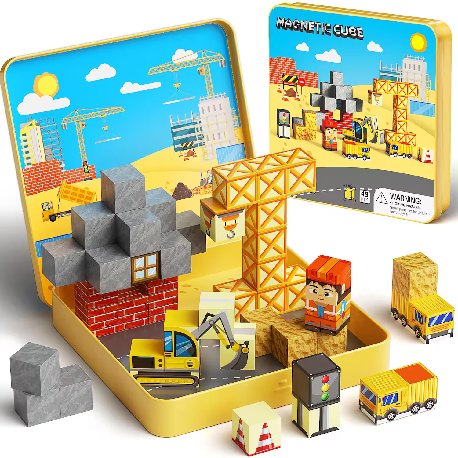 EZTW1 - Mini Magnetic Building Blocks For 3-8 Stem Educational Travel Toys With Portable Iron Storage Box - 49PCS | Best Buy U.S.