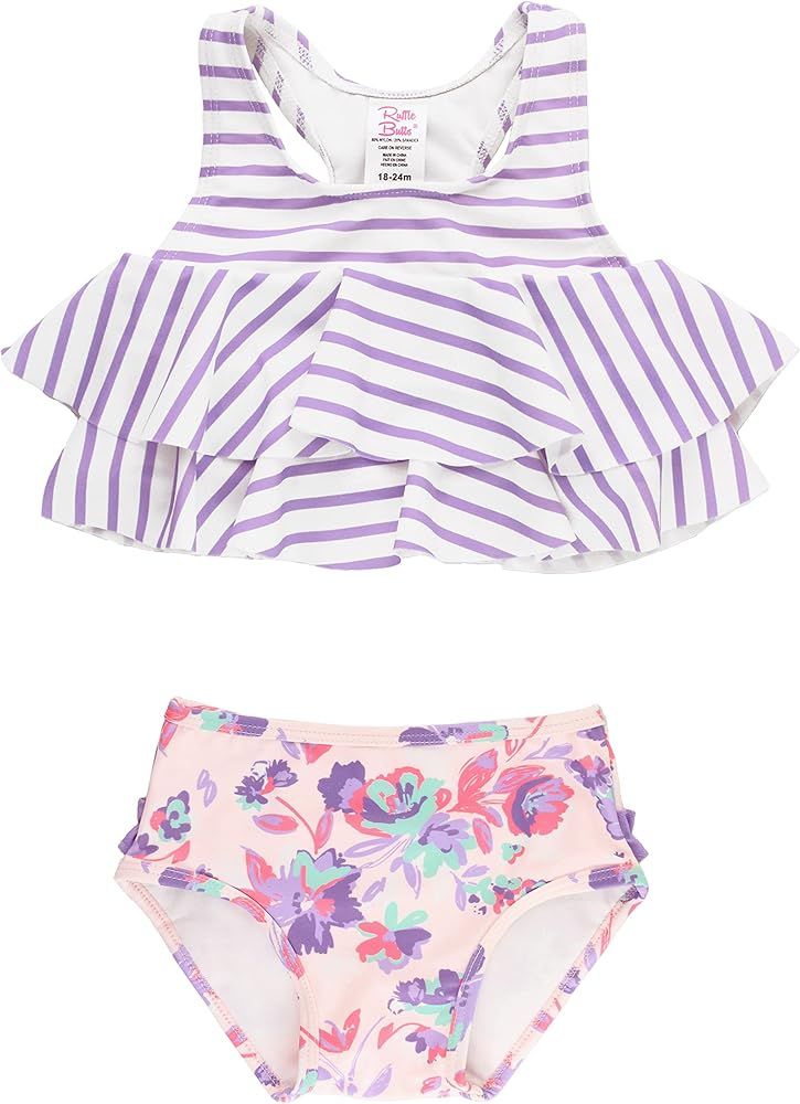 RuffleButts Baby/Toddler Girls Sleeveless 2-Piece Bikini Swimsuit Set with UPF50+ Sun Protection | Amazon (US)