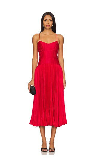 AMUR Cherry Drop Waist Midi Dress in Red. | Revolve Clothing (Global)
