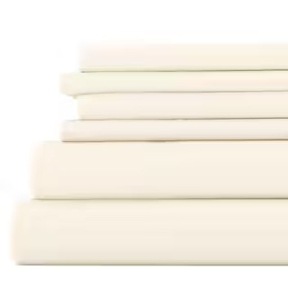 Becky Cameron 6-Piece Ivory Solid Microfiber King Sheet Set IEH-6PC-K-IV - The Home Depot | The Home Depot