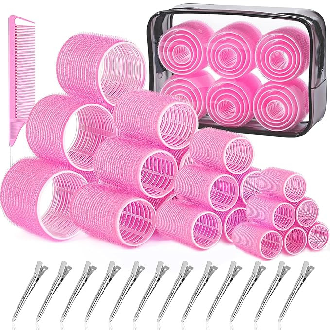IKOCO Hair Rollers Set, 4 Sizes with 12 Clips and Comb - Self Grip Curlers for Long/Short Hair, T... | Amazon (US)