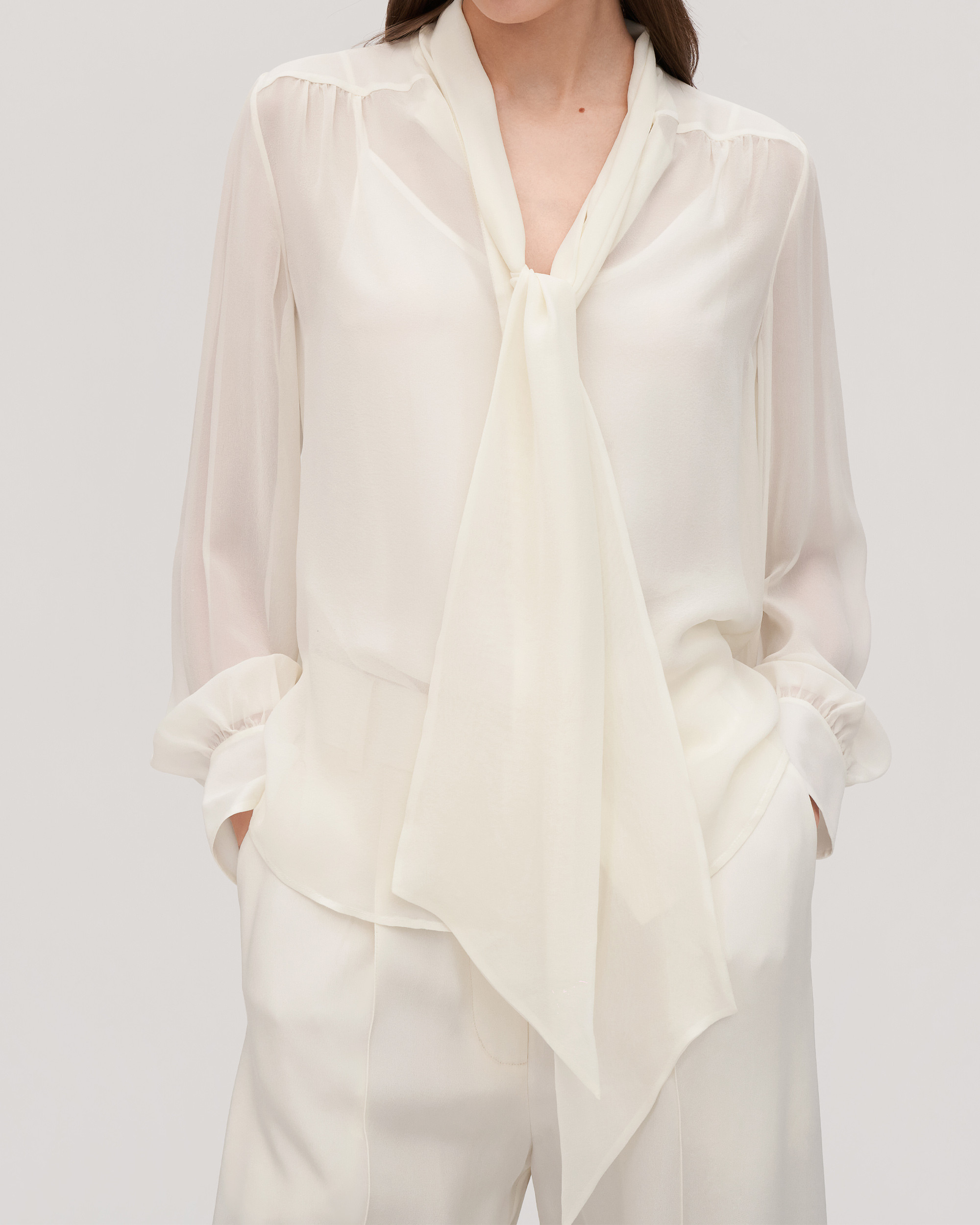 Bow Tie Silk Jasmine Blouse For Women | LilySilk