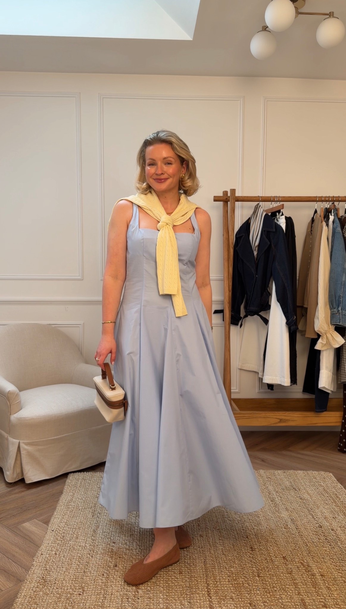 Light blue midi dress & butter yellow cardigan spring outfit idea with tan brown suede ballet flats
Dress - size M
Cardigan - size S

#LTKspring #LTKstyletip #LTKuk