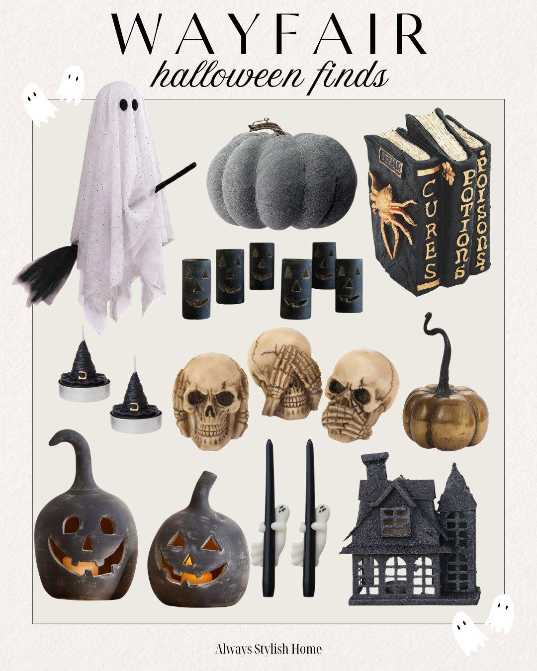 Wayfair Halloween, Practical Magic 2 collection, seasonal home decor, gothic home decor, vintage Halloween, witchy decor, cozy Halloween, fall home decor, black decor, brass accents, candle holders, pumpkins, Halloween tablescape, haunted home aesthetic, moody interiors, neutral Halloween decor, organic modern Halloween, entryway decor, mantel styling, shelf styling, living room decor, Halloween entertaining, home styling inspiration, fall decorating ideas, designer Halloween decor, elevated seasonal decor, cozy home 

 #LTKSeasonal #LTKHome