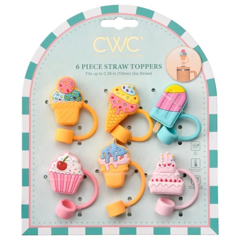 Cook With Color 6 Pc Straw Topper, Ice Cream | Walmart (US)