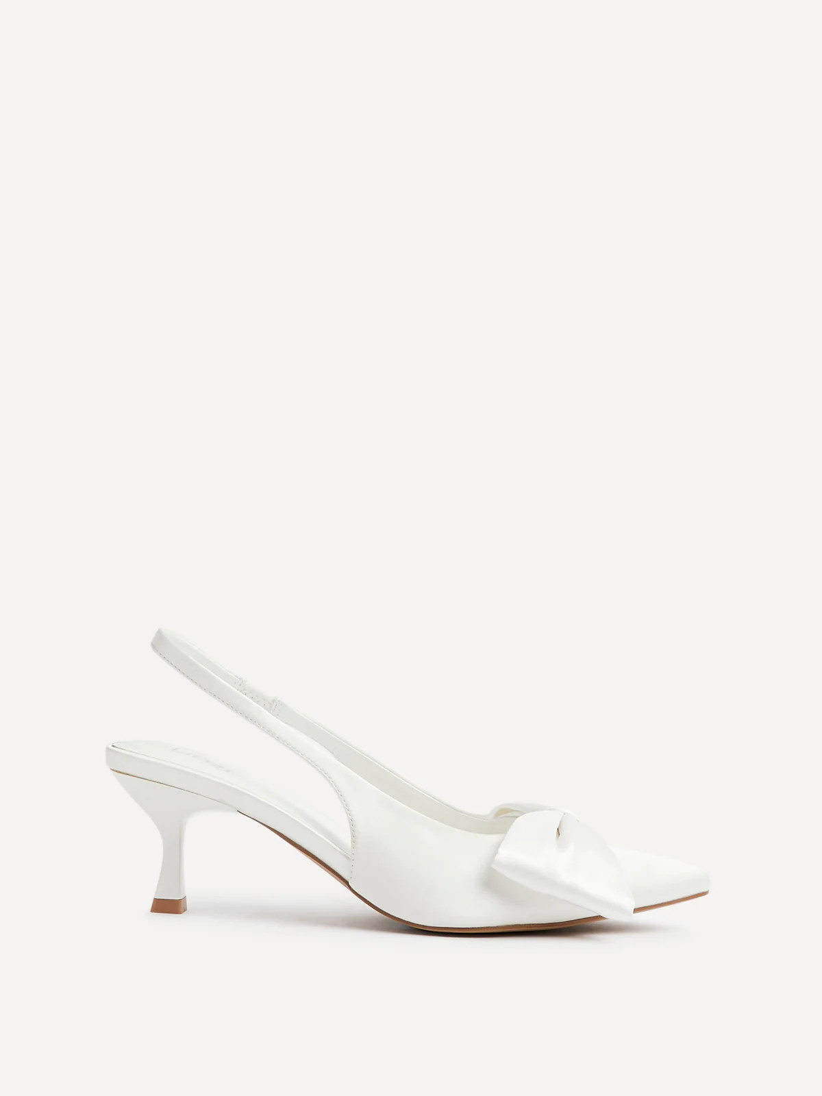 Merlot Bridal White Satin Bow Court Heels | Linzi Shoes