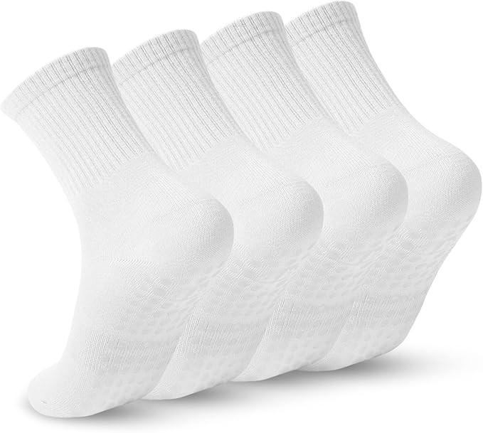Pilates Yoga Socks with Grips for Women - Crew Length Ballet Barre Socks - Sticky Workout Hospita... | Amazon (US)