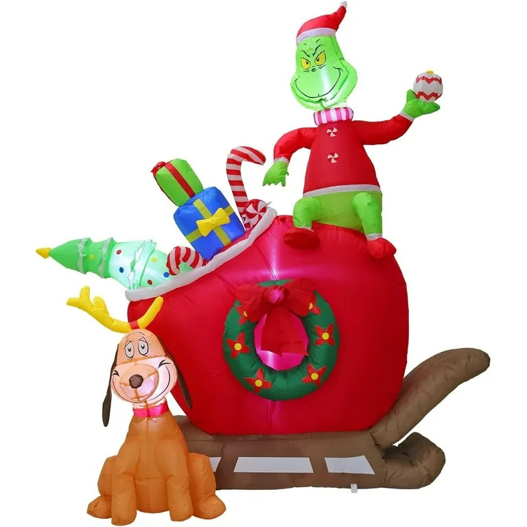 Poshetion Inflatable Christmas Decorations - 6 FT Airblown Grinch and Max w/Presents Scene Christ... | Walmart (US)