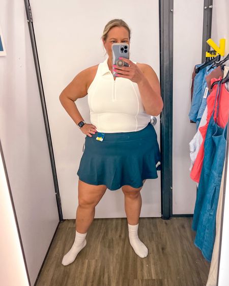 A fun and flirty activewear skirt that comes in regular and plus sizes. With built in shirts, it is so comfortable and looked so cute with this polo cropped top. Both come in several colors. 

Im normally an 18/20 and wearing an XXL in the skirt (2X fits better) and a 2X in the top. 

Plus size activewear 
Plus size athleisure 
Activewear outfit 
Athleisure outfit 
Active skirt 
Skort 
Plus size skort 
Size 18 
Size 20

#LTKOver40 #LTKActive #LTKPlusSize
