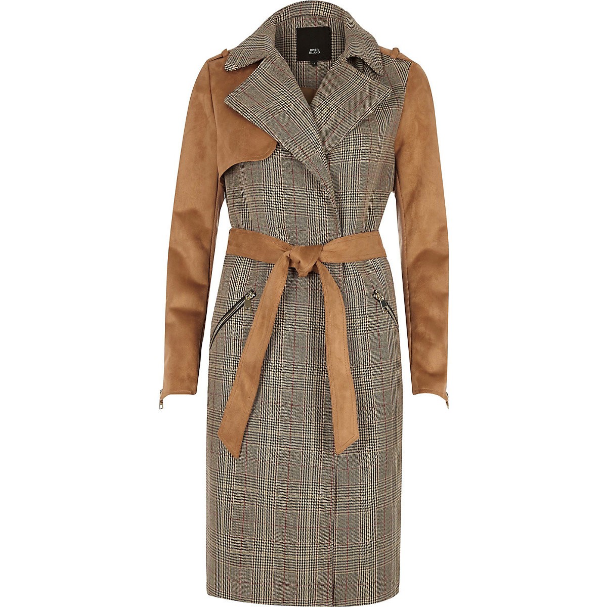 Light brown check suedette trench coat
              
            




    £85.00


            ... | River Island (UK & IE)