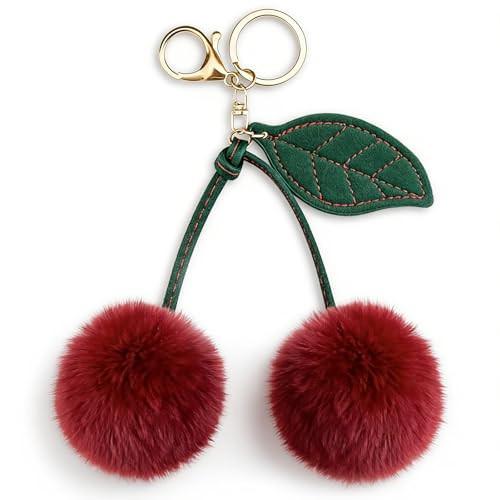 Davrock Cherry Keychain Cherry Accessories Bag Charms for Handbags Car Key Chain Christmas Gifts for Women Plush Keychain Purse Charms Handbags Pendant for Women Girls | Amazon (US)