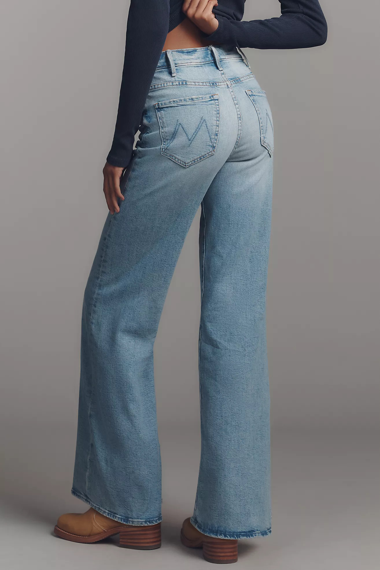MOTHER The Hustler Roller Sneak High-Rise Wide-Leg Jeans | Anthropologie (US)