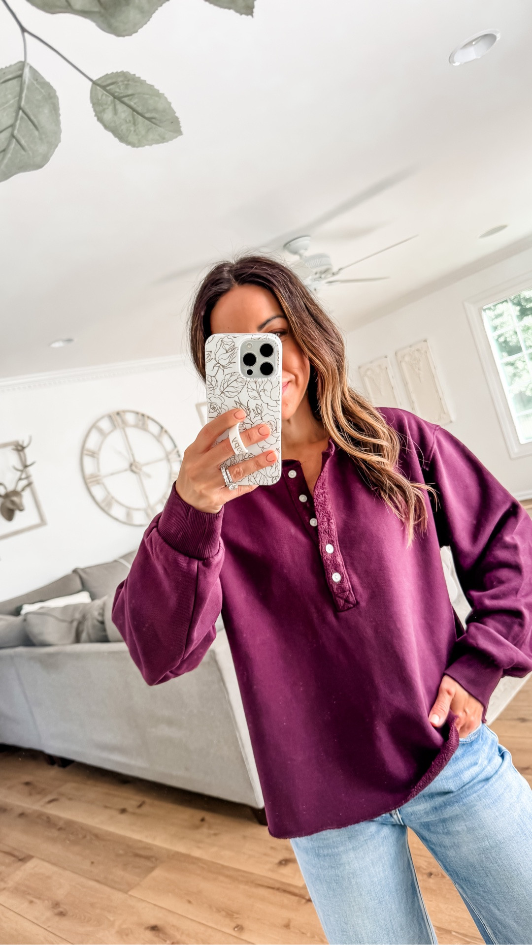 Xs Henley sweatshirt. Jeans 25.

#LTKOver40 #LTKPetite