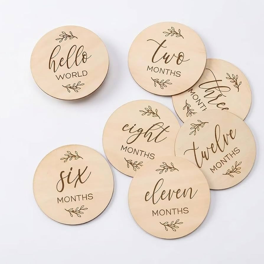 7pcs Baby Milestone Cards,Wooden Baby Monthly Milestone Cards,Newborn Gifts Hello World Baby Sign... | Amazon (UK)