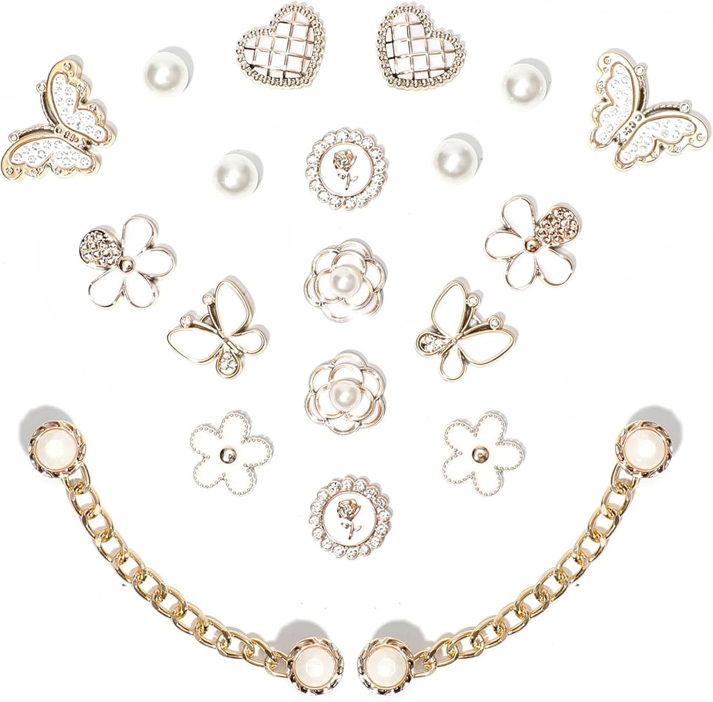 20Pcs Bling Shoe Charms for Women, Gems Shoe Charms, Plastic Butterfly Flower Charms, Sparkling R... | Amazon (US)