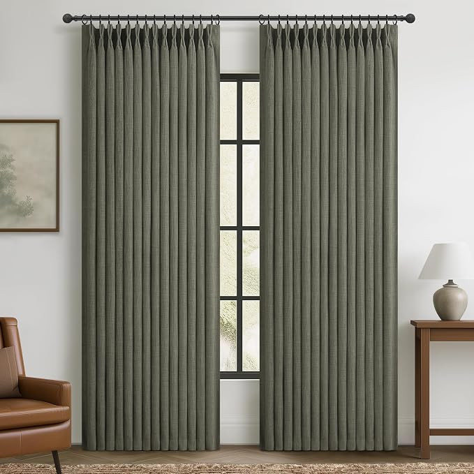 Blackout Linen Blend Double Layer Classroom Curtains 86 Inches Long 2 Panels Set, Memory Trained ... | Amazon (US)