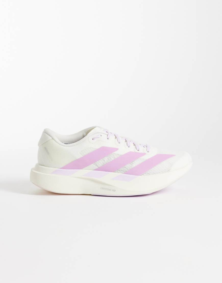 adidas Running Adizero Evo SL sneakers in light gray and purple | ASOS (Global)