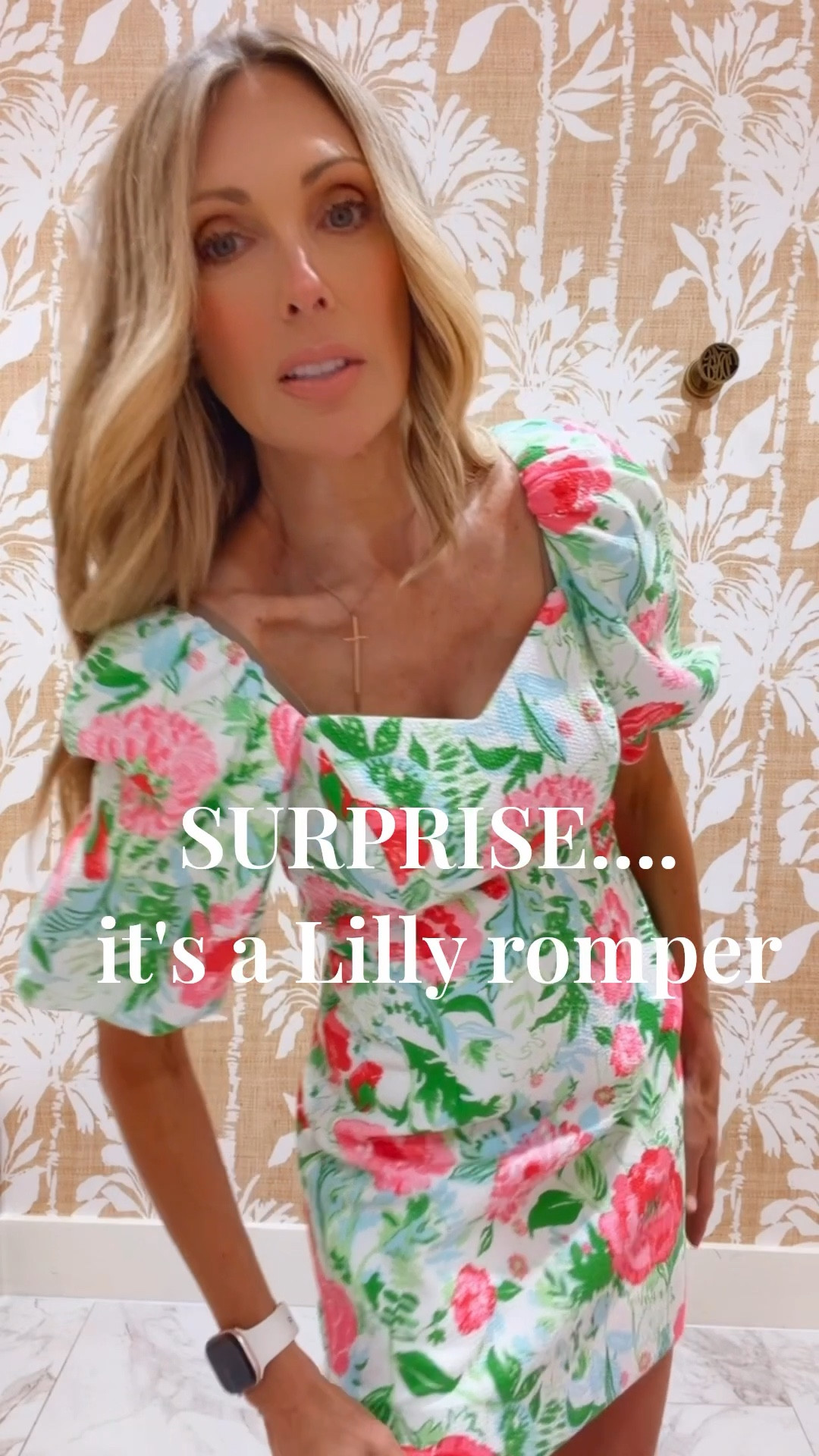 Imagine my surprise when I thought I was grabbing a Derby type dress and it was actually a romper!! I LOVE THIS. 

This whole new collection runs HUGE! I'm wearing a 00. Go down a whole size. Even Lilly store told me that. 

#LTKootd #LTKgrwm #LTKmomlife
