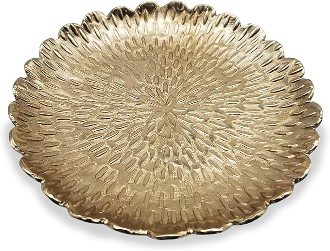 Luene Brass Jewelry Tray with Design – Gold Color Circular Small Round Spoon Rest Candle Holder... | Amazon (US)