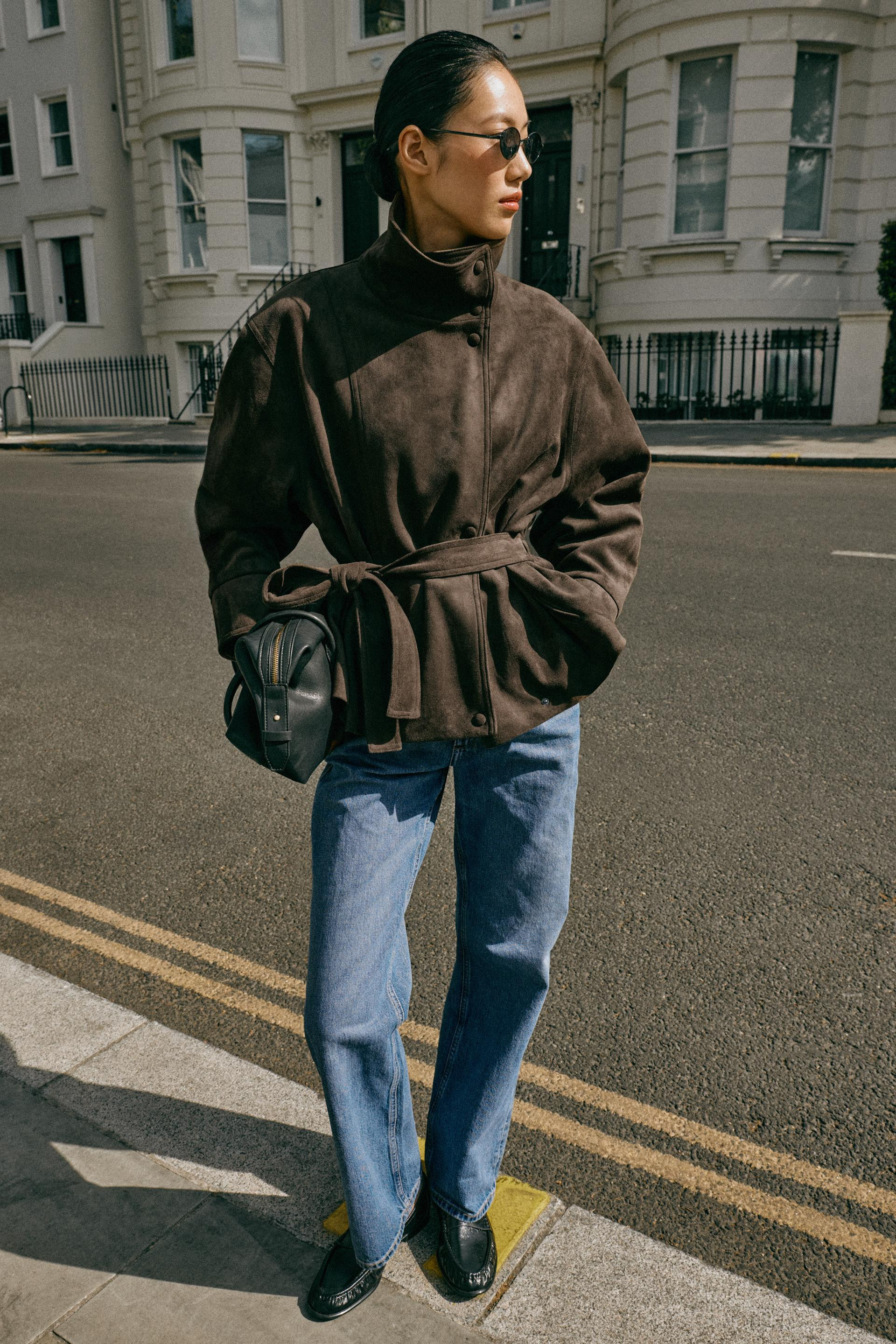 Zara - Faux Suede Belted Jacket - Dark Mink - S - Woman | Zara US